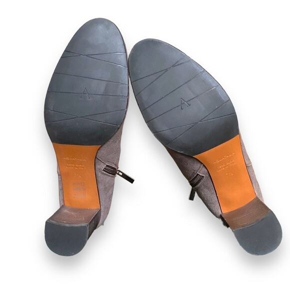 Aquatalia Vanie Brown Suede Sock Boots Sz 7.5B Block Heel Side Zip Waterproof - Picture 6 of 12